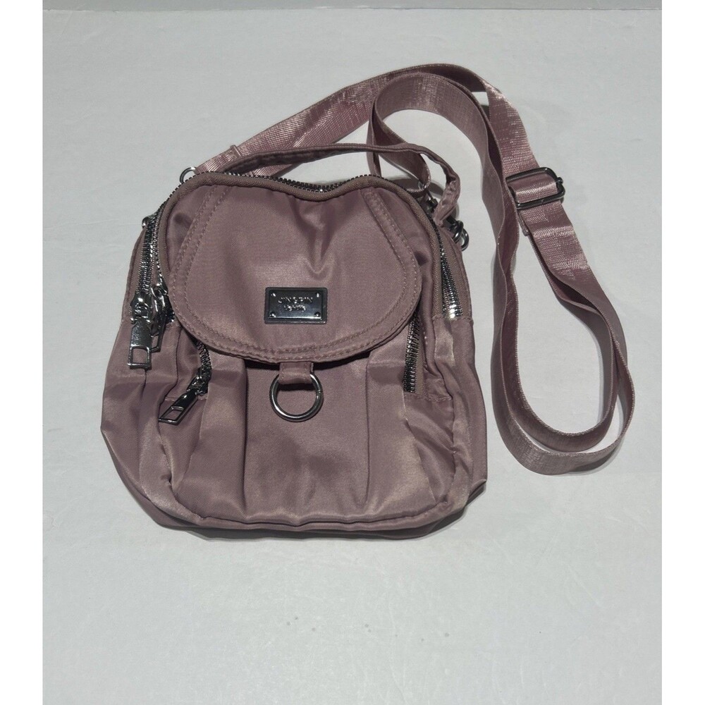 Jingpin Mini Nylon Crossbody Bag Dust Pink Purple Multi Pocket Shoulder Purse Sm